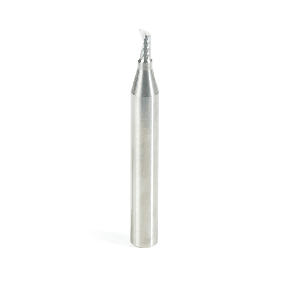 51474 Solid Carbide CNC Spiral 'O' Single Flute, Aluminum Cutting 1/8 Dia x 1/4 x 1/4 Shank x 2 Inch Long Up-Cut Router Bit