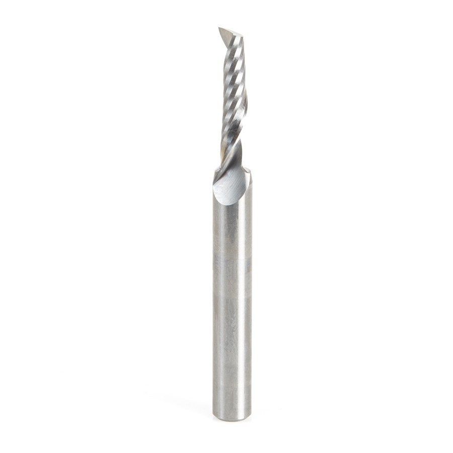 51456 Solid Carbide CNC Spiral 'O' Single Flute, Aluminum Cutting 3/16 Dia x 7/8 x 1/4 Shank x 2-1/2 Inch Long Up-Cut Router Bit