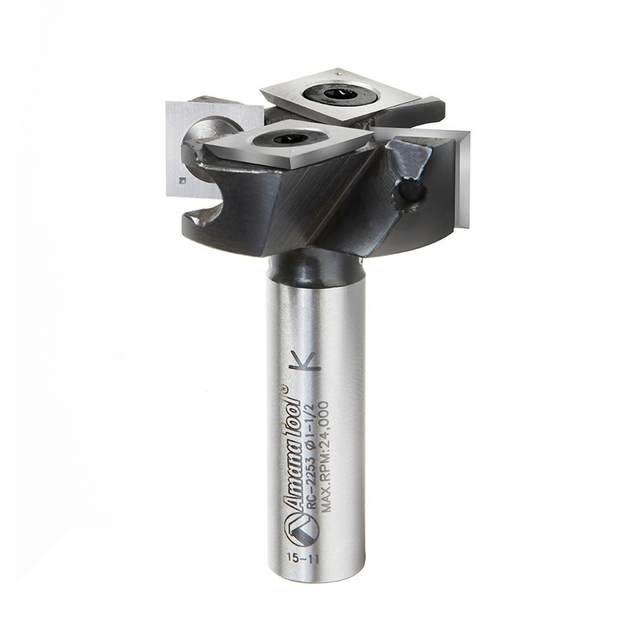 RC-2253 Insert Solid Carbide Mini Spoilboard Surfacing, Rabbeting, Flycutter, Leveler & Surface Planer 2+2 Flute Design 1-1/2 Dia x 1/2 x 12mm Shank Router Bit