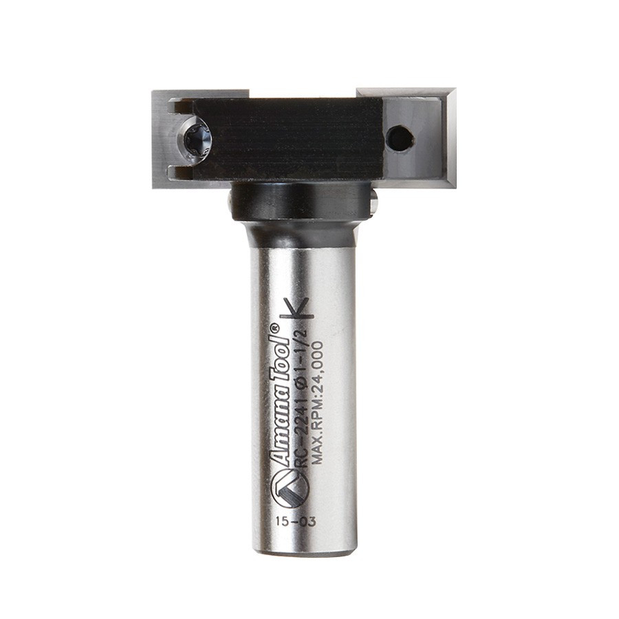 RC-2241 Insert Solid Carbide Mini Spoilboard Surfacing, Rabbeting, Flycutter, Leveler & Surface Planer 1-1/2 Dia x 15/32 (12mm) x 1/2 Inch Shank Router Bit