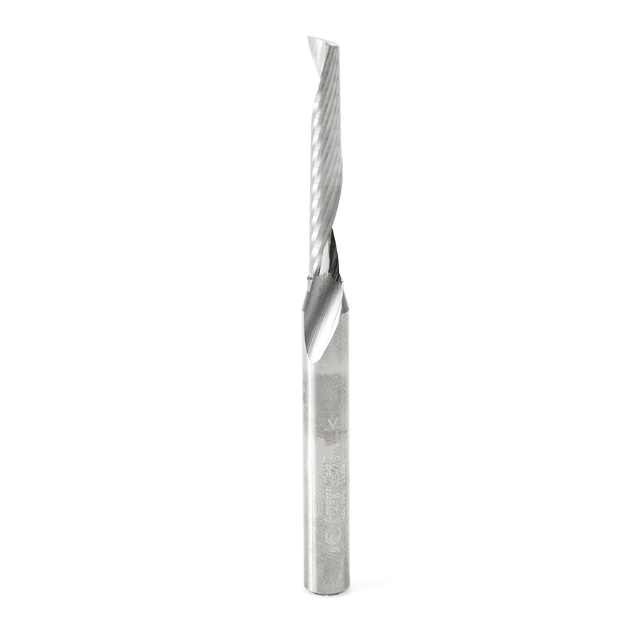 51418 Solid Carbide CNC Spiral 'O' Single Flute, Plastic Cutting 3/16 Dia x 1-1/4 x 1/4 Shank x 3 Inch Long Up-Cut Router Bit