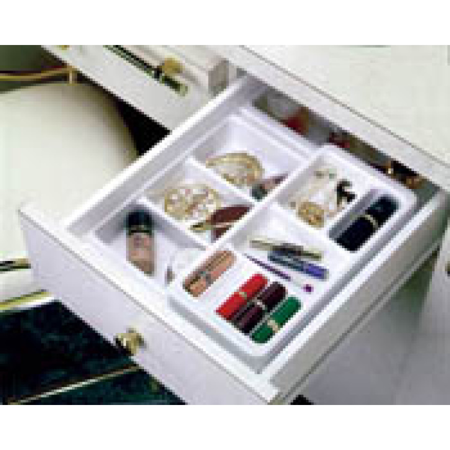 18 in. Base Cosmetic Tray with 6 in. Roll Tray Glossy WhitePolymer