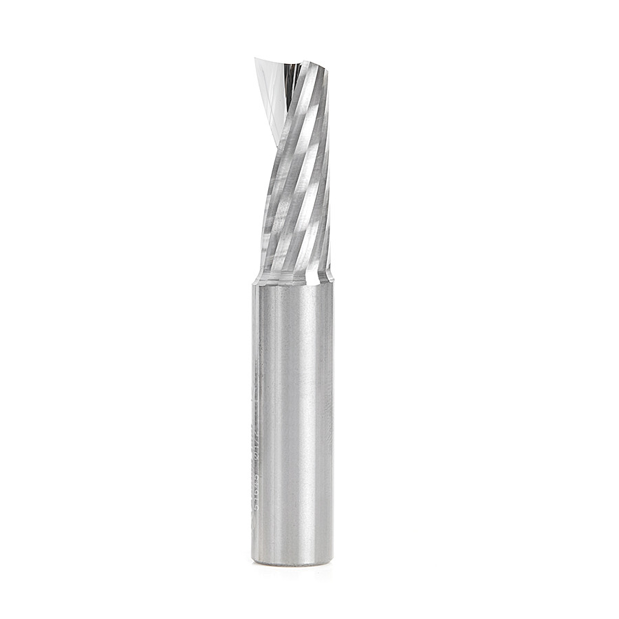 51645 Solid Carbide CNC Spiral 'O' Single Flute, Plastic Cutting 1/2 Dia x 1-1/4 x 1/2 Shank x 3 Inch Long Up-Cut Router Bit