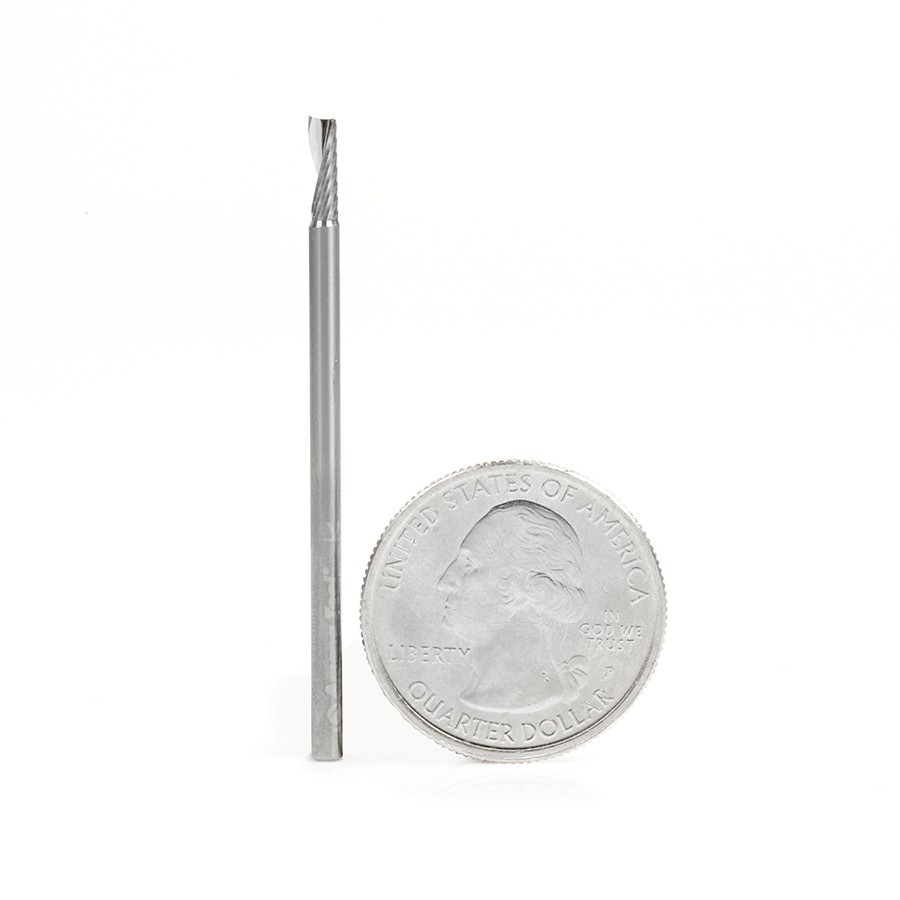 57312 Metric Solid Carbide CNC Spiral 'O' Single Flute, Plastic Cutting 2.5 Dia x 8 x 2.5 Shank x 50mm Long Up-Cut Router Bit