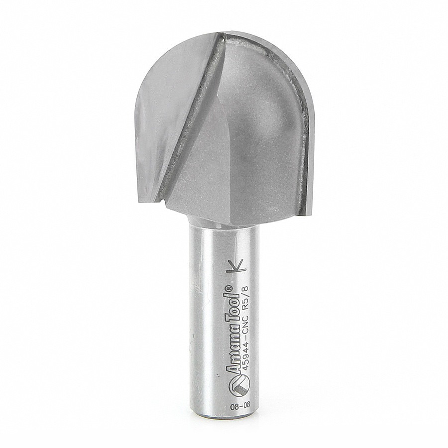 45944-CNC Carbide Tipped Core Box 5/8 Radius x 1-1/4 Dia x 1-1/4 x 1/2 Inch Shank CNC