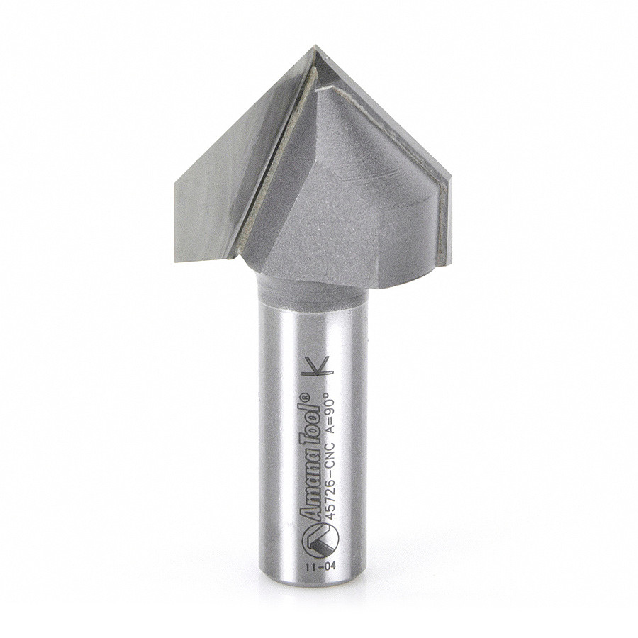 45726-CNC Carbide Tipped V-Groove 90 Deg x 1-1/4 Dia x 3/4 x 1/2 Inch Shank