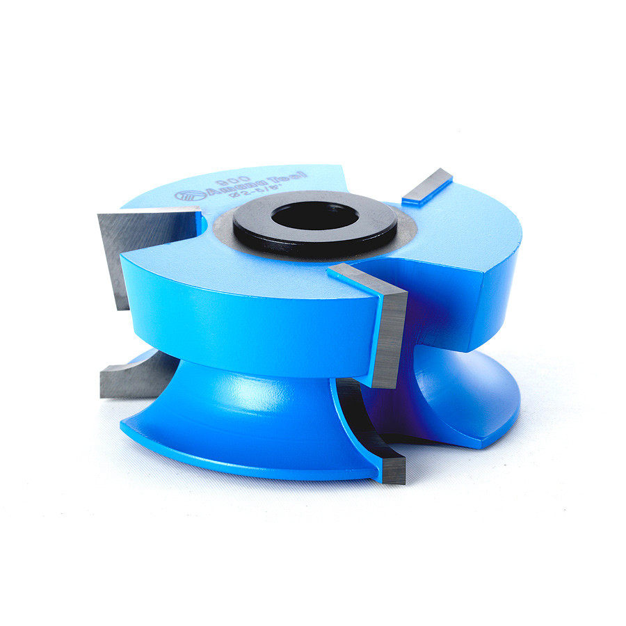 900 Carbide Tipped 3-Wing Corned Round & Rabbet Counter Clockwise, Rabbet Up, Door Lip 3/8 Radius x 10 Deg x 2-5/8 Dia x 1-3/16 x 1/2 & 3/4 Bore