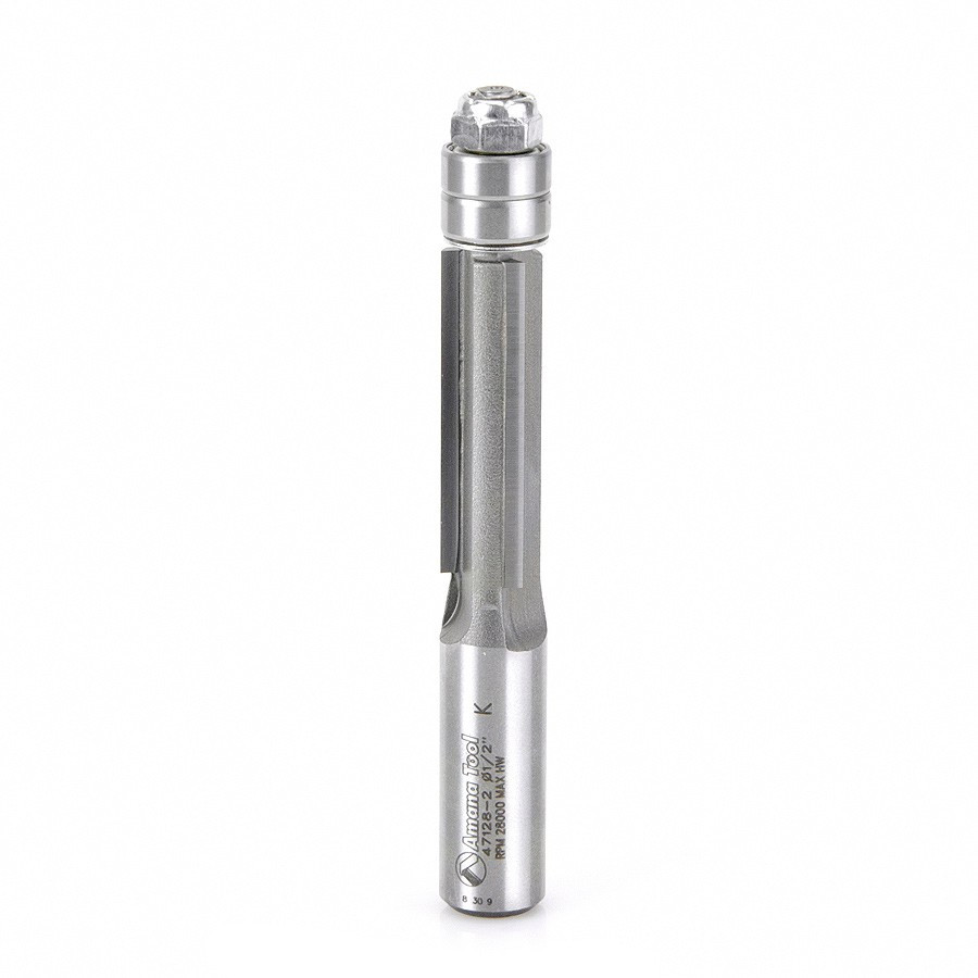 47128-2 Carbide Tipped Flush Trim 1/2 Dia x 1-1/2 x 1/2 Inch Shank with Double Ball Bearing 3-Flute Extra-Long