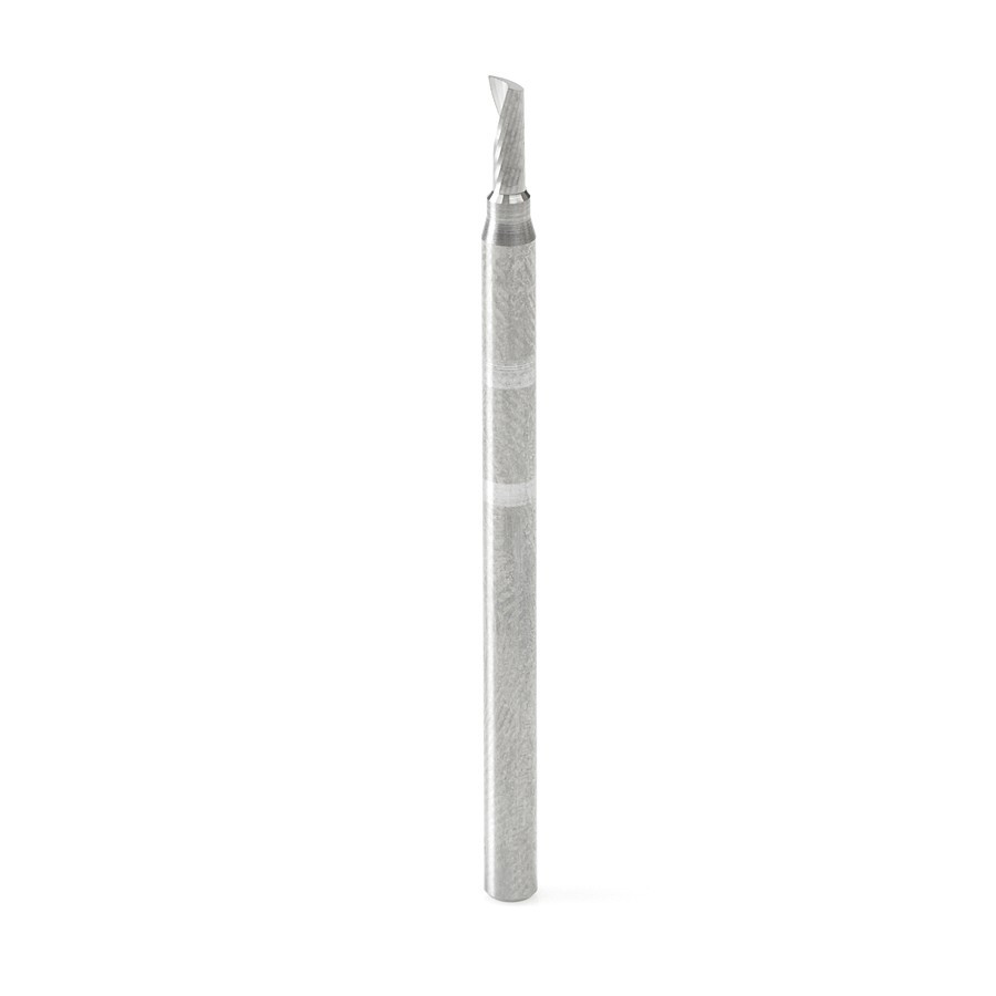 51472 Solid Carbide CNC Spiral 'O' Single Flute, Aluminum Cutting 3/32 Dia x 1/4 x 1/8 Shank x 2 Inch Long Up-Cut Router Bit