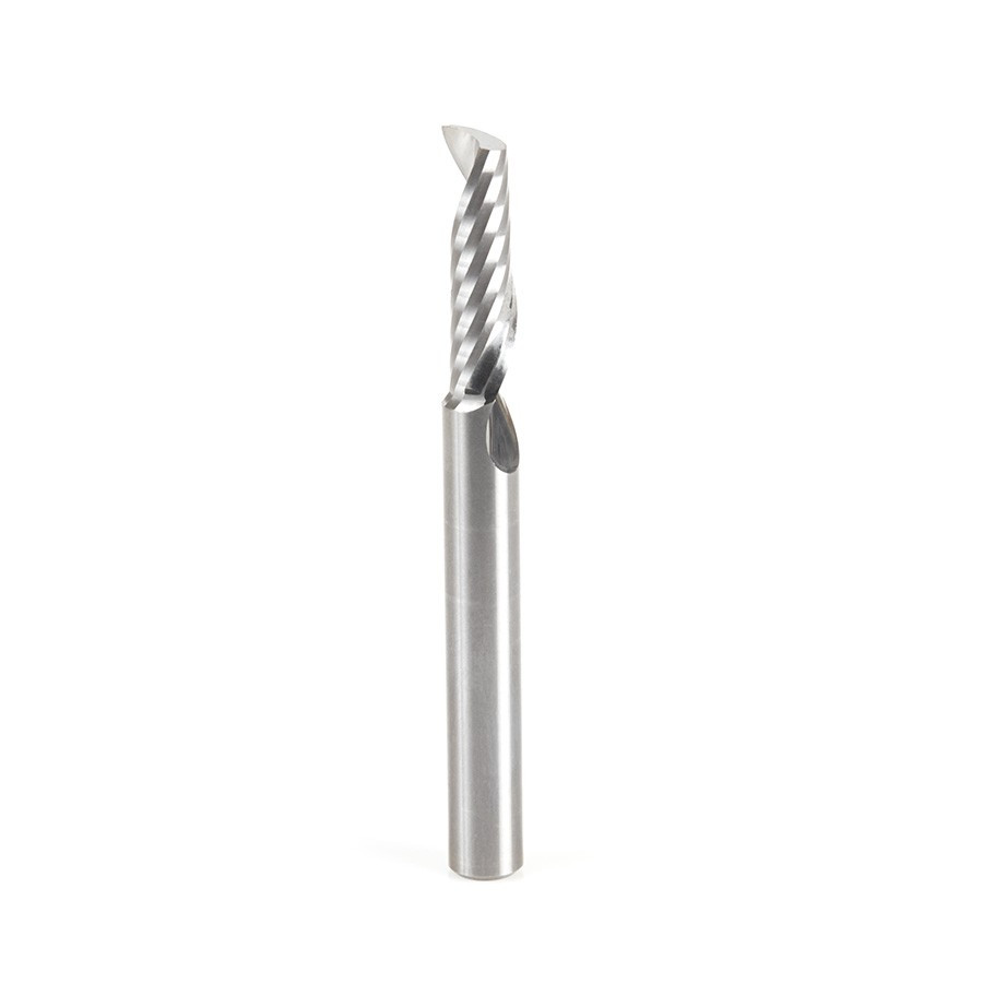 51458 Solid Carbide CNC Spiral 'O' Single Flute, Aluminum Cutting 1/4 Dia x 7/8 x 1/4 Shank x 2-1/2 Inch Long Up-Cut Router Bit