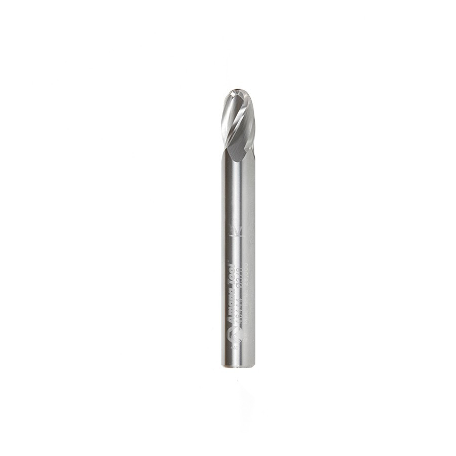 46444 Solid Carbide Up-Cut Spiral Ball Nose 3/16 Radius x 3/8 Dia x 5/8 x 3/8 Shank x 3 Inch Long x 4 Flute