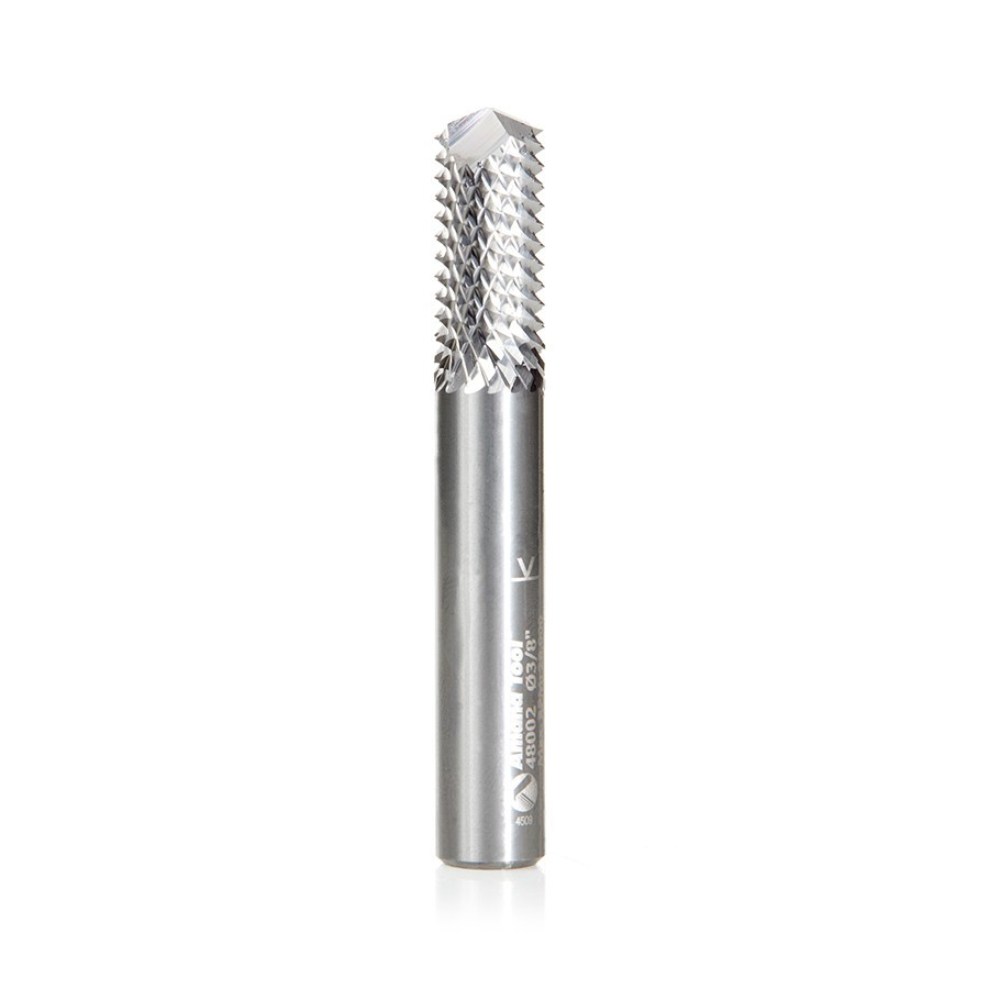 48002 Solid Carbide Medium Burr with 135¬∫ Drill Point Fiberglass and Composite Cutting 3/8 Dia x 7/8 x 3/8 Shank Router Bit