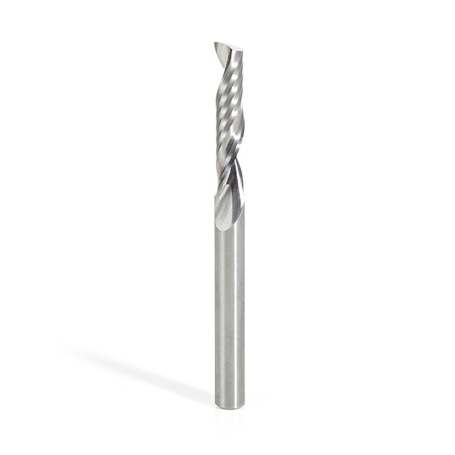 51407 Solid Carbide CNC Spiral 'O' Single Flute, Plastic Cutting 1/4 Dia x 1-1/4 x 1/4 Shank x 3 Inch Long Up-Cut Router Bit