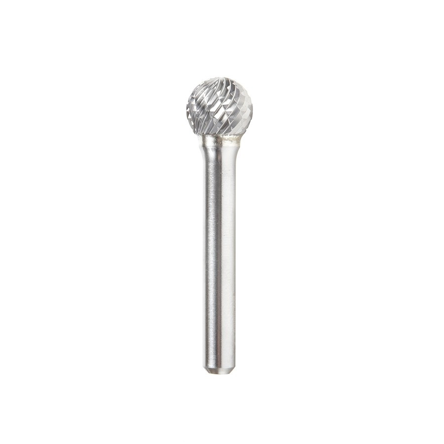 BURS-158 Solid Carbide Ball Shape 1/2 Dia x 7/16 x 1/4 Shank Double Cut SD Burr Bit for Die-Grinders