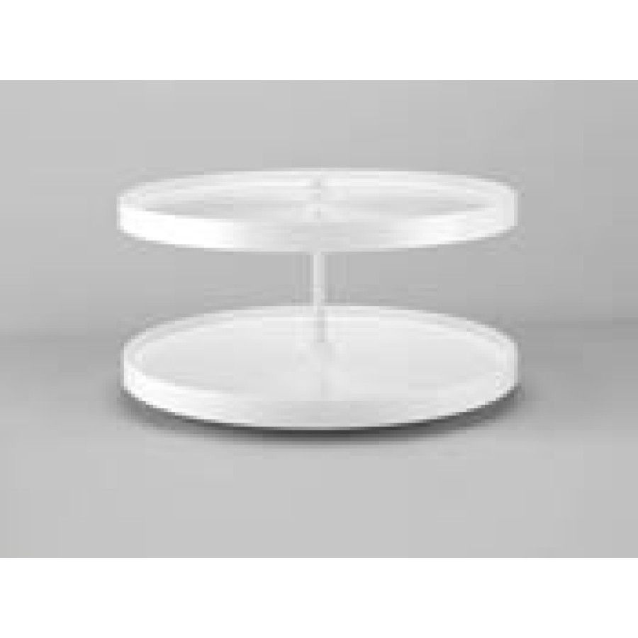 28 in. LD Polymer Full Circle Whi Btm Mt 2 Tray Set w/Hdw