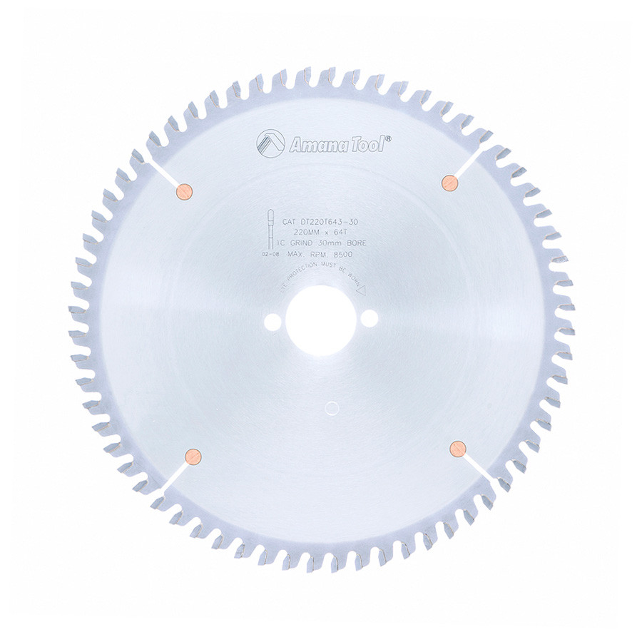 DT220T643 Carbide Tipped Ditec Holz-Her General Purpose 220mm Dia x 64T S-TCG, 0 Deg, 30mm Bore