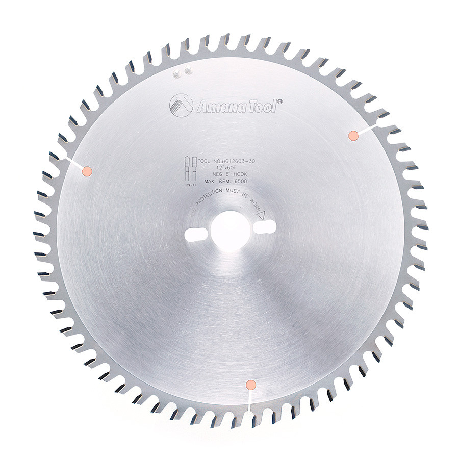 HG12603-30 Carbide Tipped Hollow Ground 12 Inch Dia x 60T HG, 10 Deg, 30mm Bore