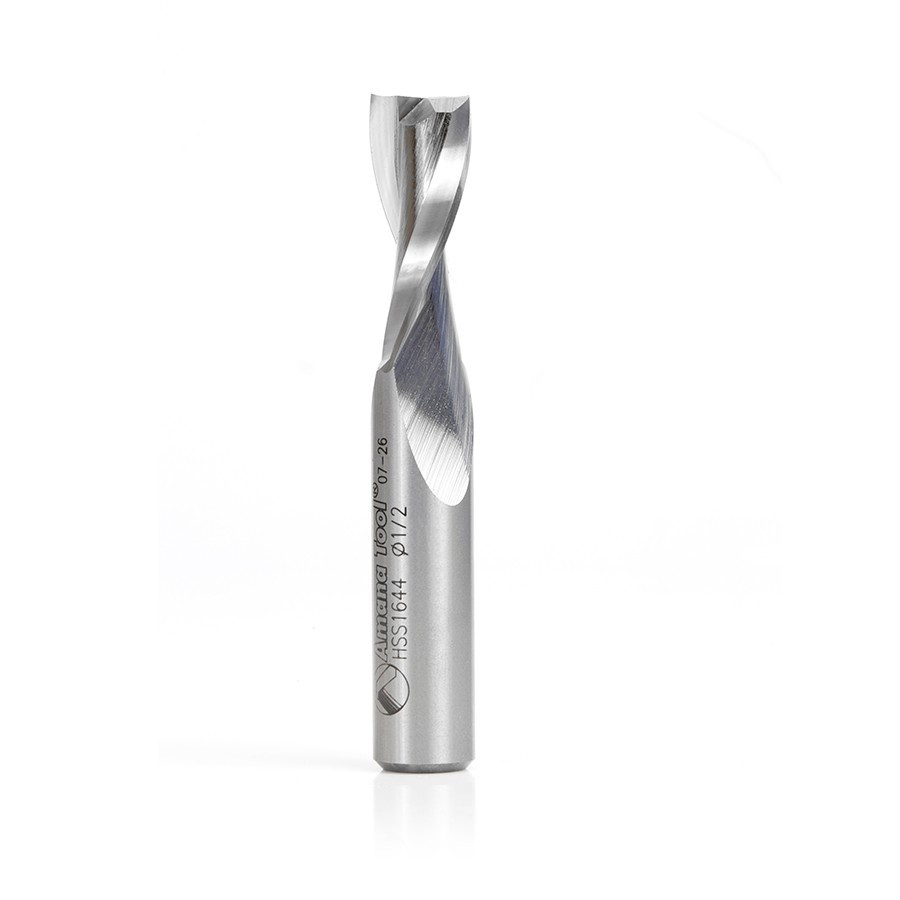 HSS1644 High Speed Steel (HSS) Double Flute Spiral, Aluminum Cutting 1/2 Dia x 1-1/2 x 1/2 Inch Shank Up-Cut Router Bit