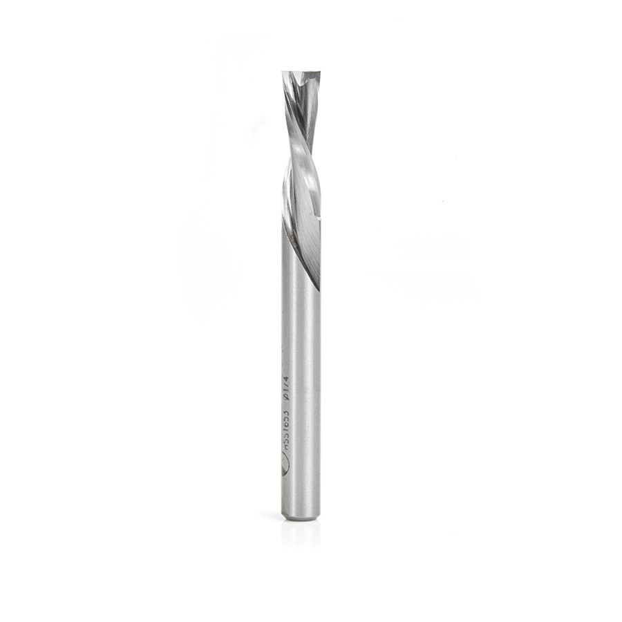 HSS1653 High Speed Steel (HSS) Double Flute Spiral, Aluminum Cutting 1/4 Dia x 3/4 x 1/4 Inch Shank Down-Cut Router Bit