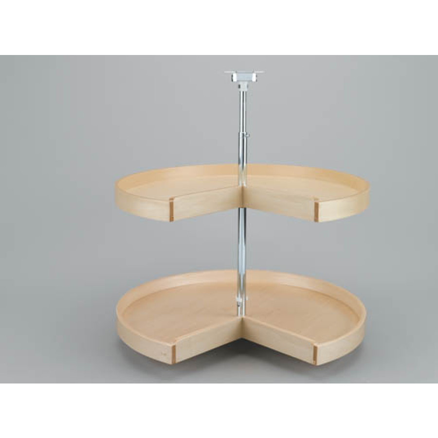 28 in. LD Banded Wood Pie Cut 2 Tray Set W/Hdw