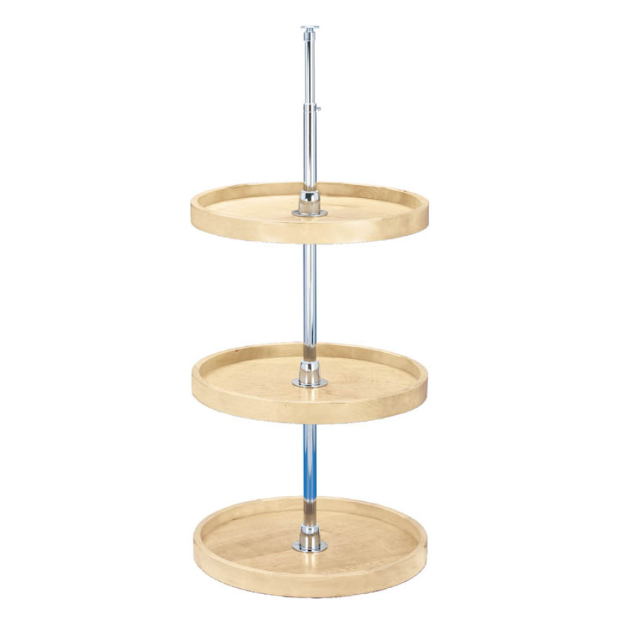 20 in. D-Shape Wood Lazy Susan -3 Shelf Set