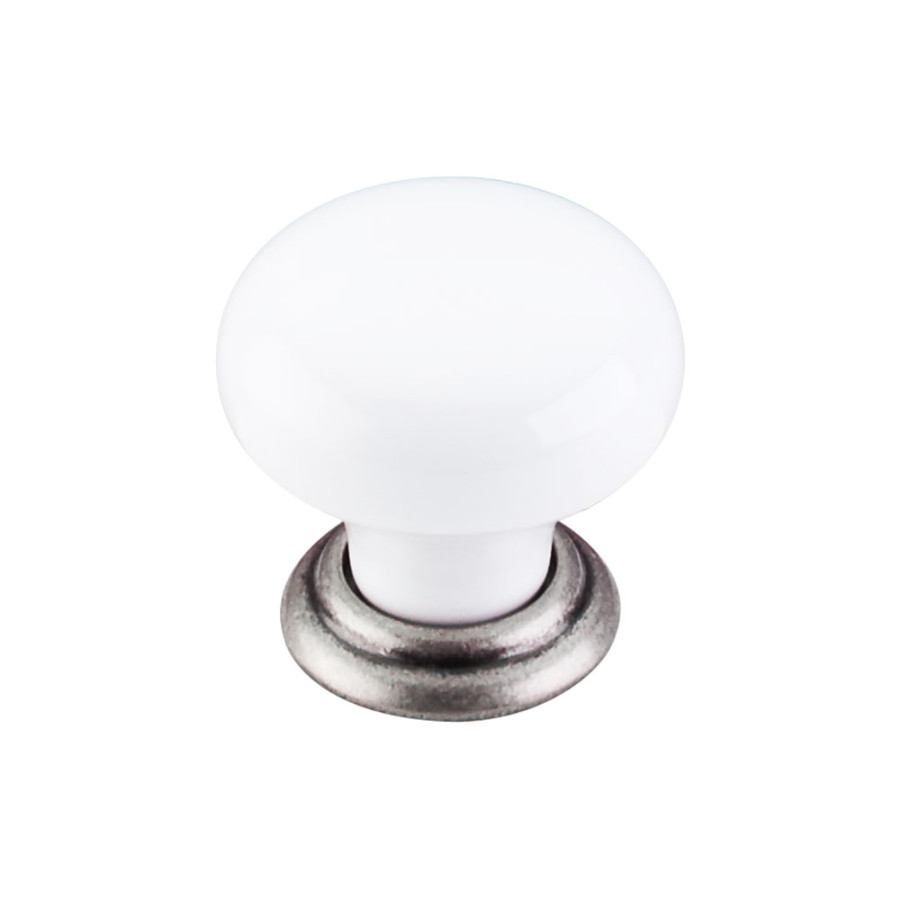 Ceramic Knob Large 1 3/8" - Pewter Antique & White