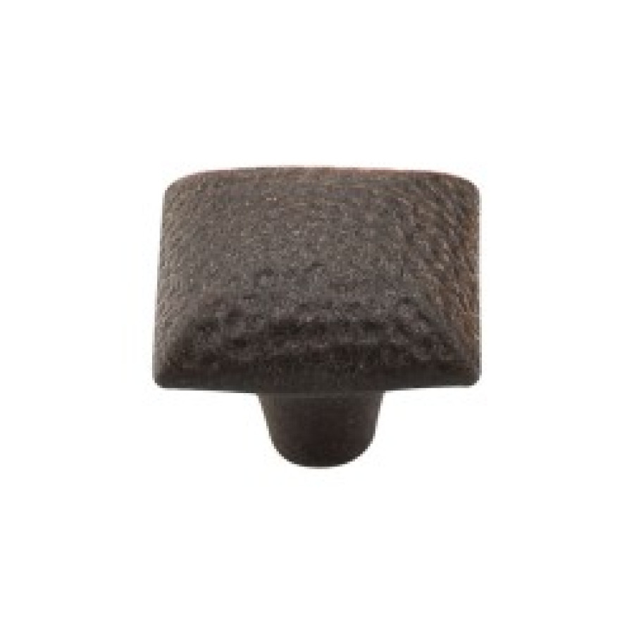 Square Iron Knob Dimpled 1 3/8" - Rust