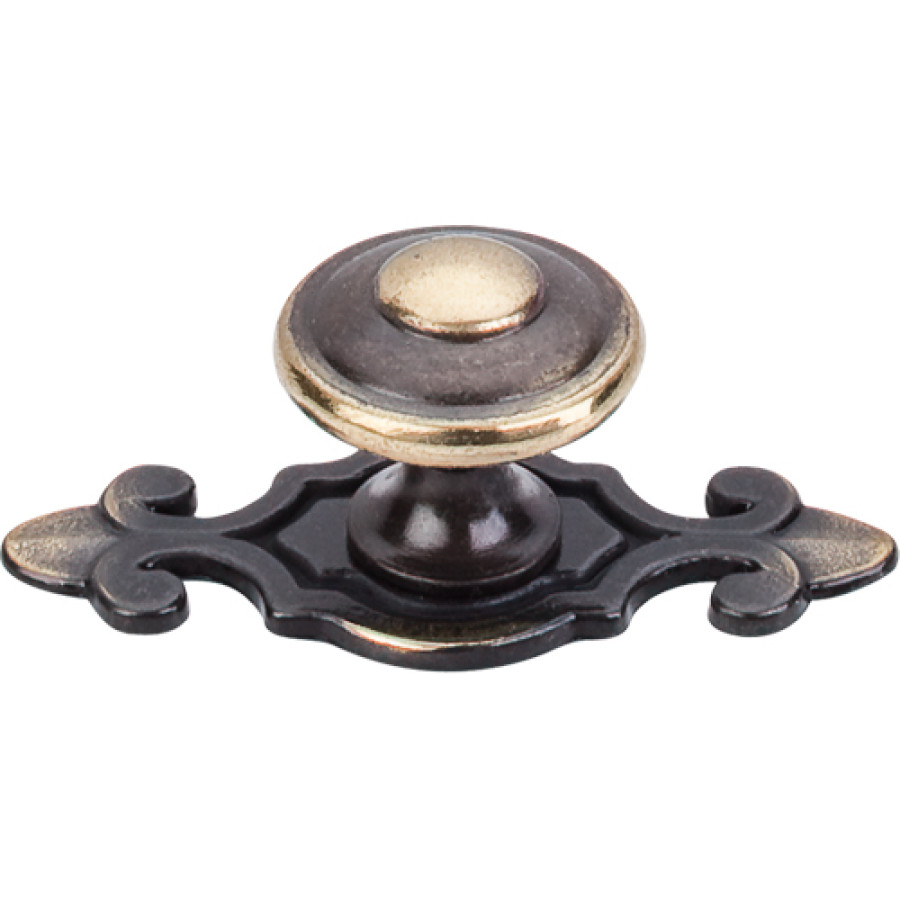 Canterbury Knob 1 1/4" w/Backplate - Dark Antique Brass