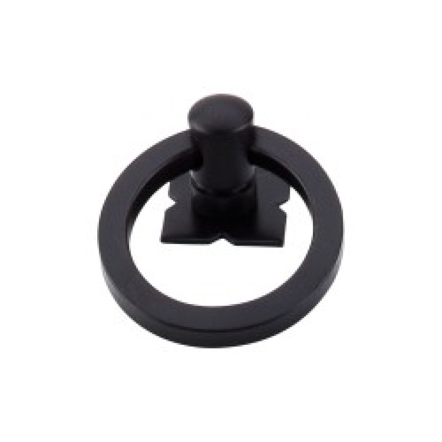 Smooth Ring Pull 1 9/16" w/Backplate - Patina Black