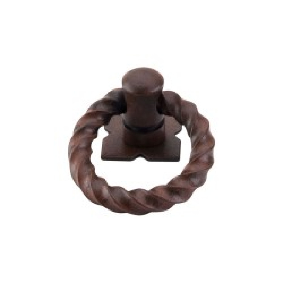 Twist Ring Pull w/Backplate 1 3/8" - Patina Rouge