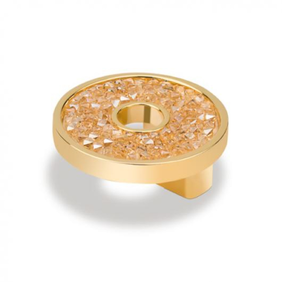 SMALL ROUND KNOB WITH HOLE SWAROVSKI GOLD