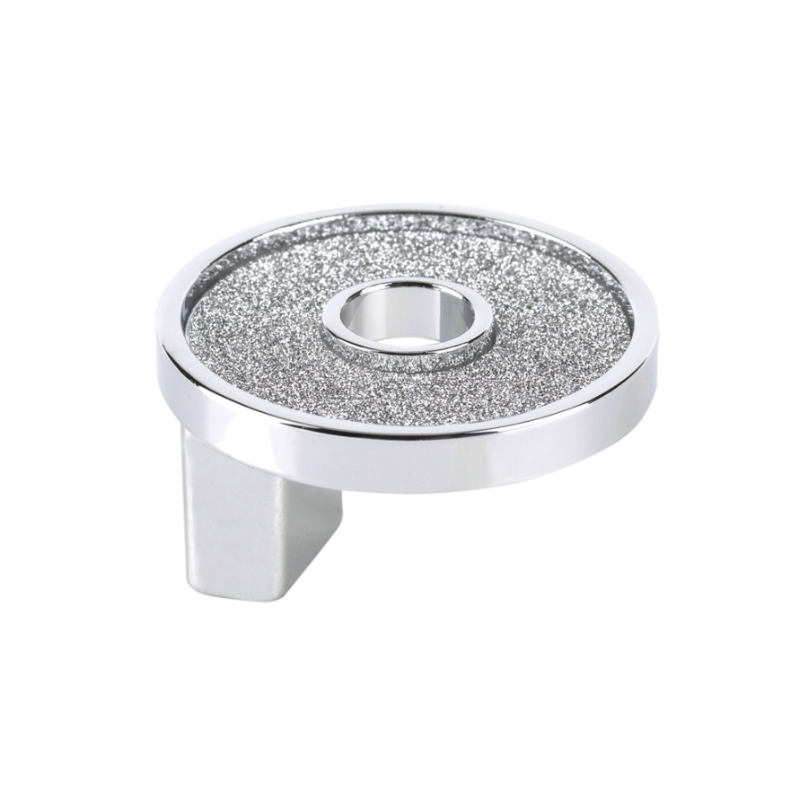 SMALL ROUND KNOB WITH HOLE SPARKLING SWAROVSKI CHROME
