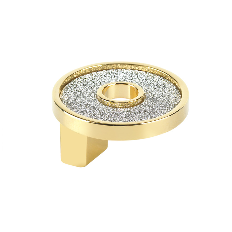 SMALL ROUND KNOB WITH HOLE SPARKLING SWAROVSKI GOLD