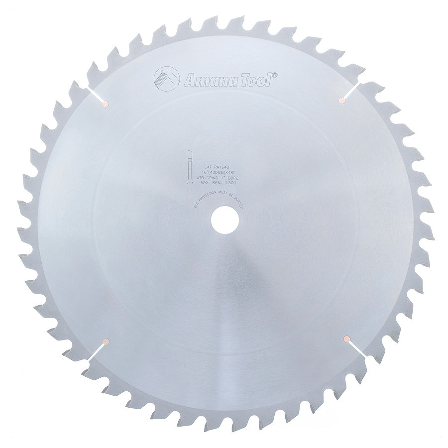 RA1648 Carbide Tipped Radial Arm 16 Inch Dia x 48T 4+1, 0 Deg, 1 Inch Bore Circular Saw Blade