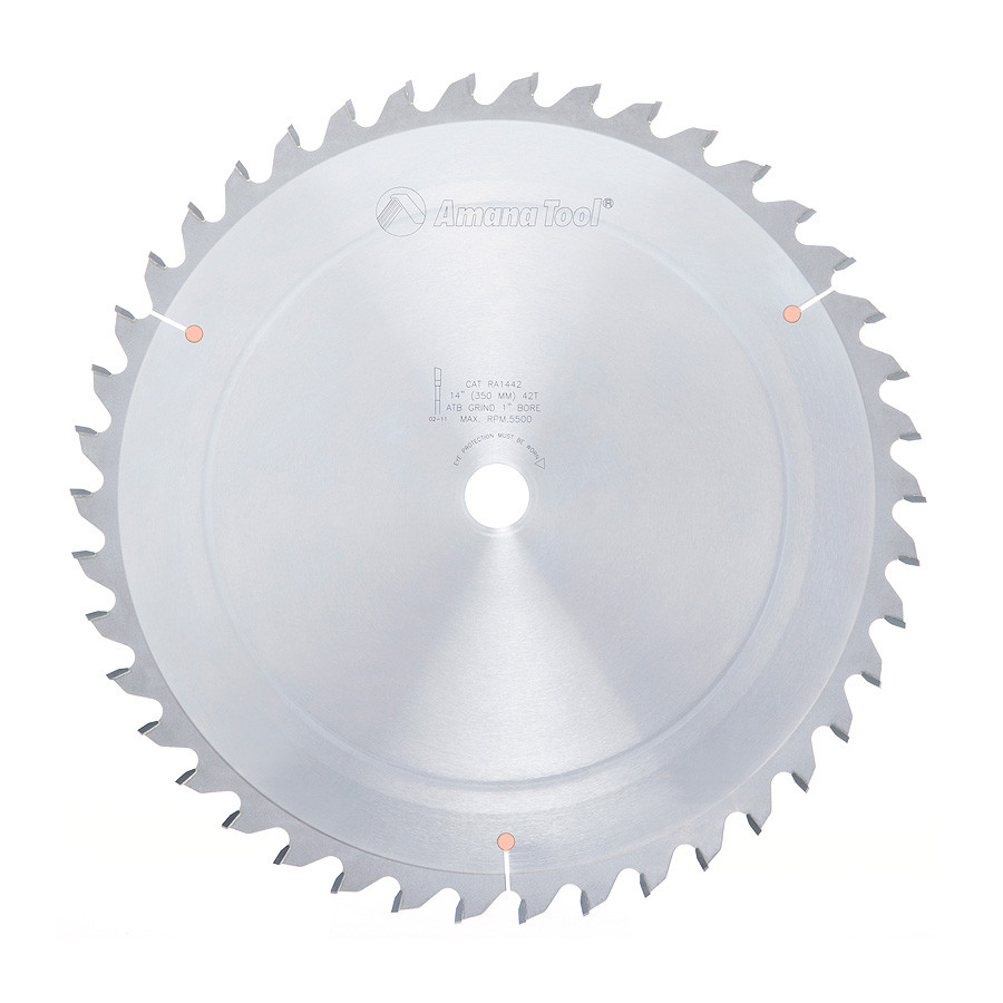 RA1442 Carbide Tipped Radial Arm 14 Inch Dia x 42T TCG, 0 Deg, 1 Inch Bore Circular Saw Blade