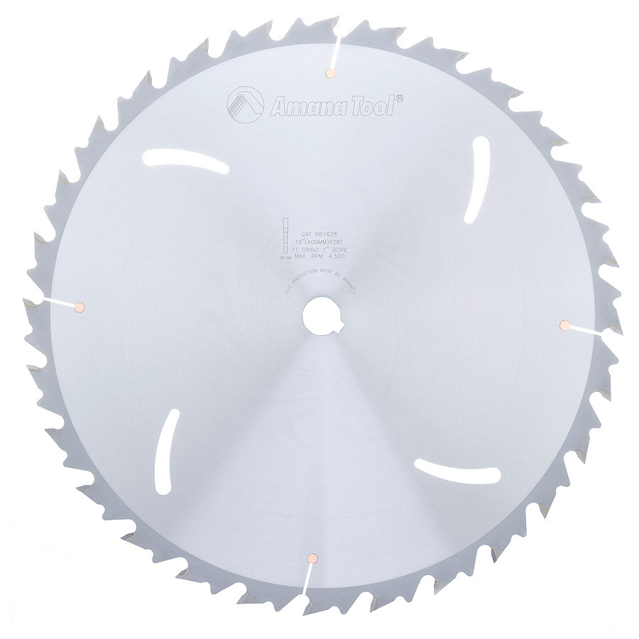 RB1628 Carbide Tipped Euro Rip with Cooling Slots 16 Inch Dia x 28T FT, 18 Deg, 1 Inch Bore