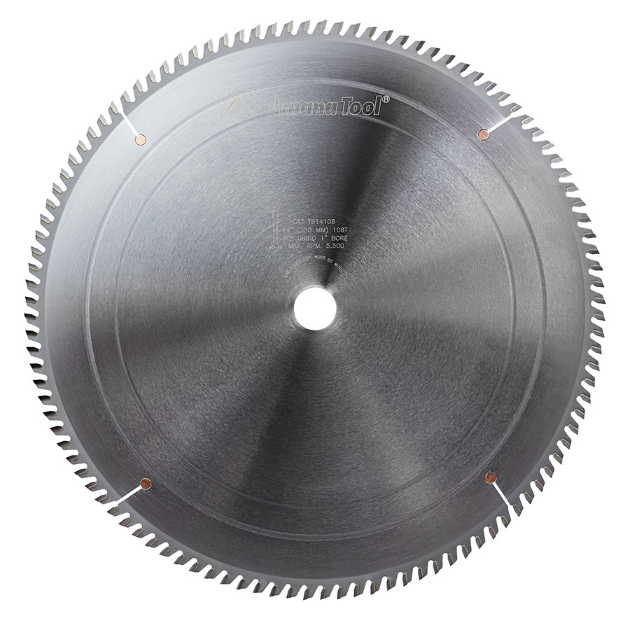 TB14108 Carbide Tipped Thin Kerf Trim 14 Inch Dia x 108T ATB, 10 Deg, 1 Inch Bore