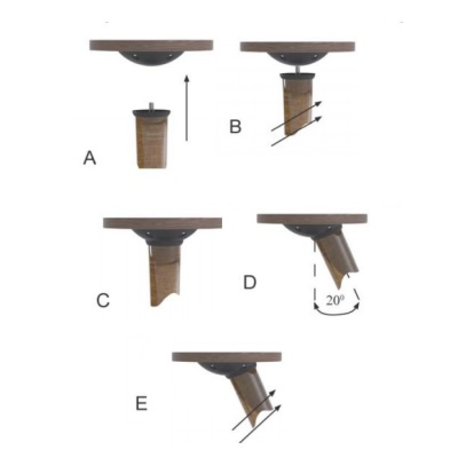 Twister Table Leg Adapter Bracket Black ABS