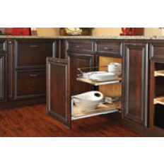 33 in. Single Door Mount Chrome and Maple Basket with Soft-Close Slides