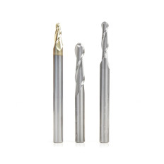 AMS-149 3-Pc Solid Carbide Up-Cut Spiral Ball Nose CNC Router Bit Pack, 1/4 Inch Shank, Includes 1/8, 3/16 & 1/4 Diameters