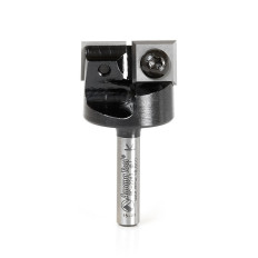 RC-2243 Insert Solid Carbide Mini Spoilboard Surfacing, Rabbeting, Flycutter, Leveler & Surface Planer 1 Dia x 15/32 (12mm) x 1/4 Inch Shank Router Bit