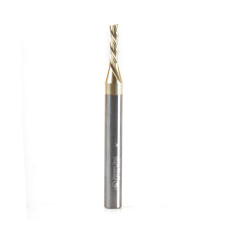 51531 Solid Carbide CNC Spiral for Glass Reinforced Plastic Cutting 1/8 Dia x 1/2 x 1/4 Shank Down-Cut ZrN Coated Router Bits