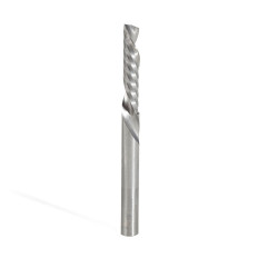51507 Solid Carbide CNC Spiral 'O' Single Flute, Plastic Cutting 1/4 Dia x 1-1/4 Inch x 1/4 Shank x 3 Inch Long Down-Cut Router Bit