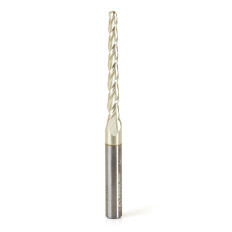46474 Metric CNC 2D and 3D Carving 1 Deg Tapered Angle Ball Tip x 3.2 Dia x 1.6 Radius x 38 x 6 Shank x 75mm Long x 3 Flute Solid Carbide Up-Cut Spiral ZrN Coated Router Bit