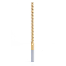 HSS1210 High Speed Steel (HSS) Foam Cutting End Mill Extended Reach 1/4 Dia x 4 x 6 Long x 3/8 Shank CNC 4-Flute Spiral Up-Cut Router Bit TiN Coated