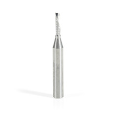 51511 Solid Carbide CNC Spiral 'O' Single Flute, Plastic Cutting 1/8 Dia x 1/2 x 1/4 Shank x 2 Inch Long Down-Cut Router Bit