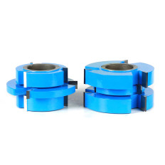 SC557 2-Piece Carbide Tipped 3-Wing Stile & Rail Tongue & Groove Cabinet Door 3-1/4 Dia x 1-3/4 x 1 & 1-1/4 Bore Set for 3/4 to 1-3/4 Material