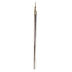 46291 CNC 2D and 3D Carving 6.2 Deg Tapered Angle Ball Tip x 1/32 Dia x 1/64 Radius x 0.445 x 1/8 Shank x 3 Inch Long x 3 Flute Solid Carbide Up-Cut Spiral ZrN Coated Router Bit