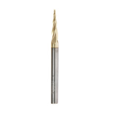 46472 Metric CNC 2D and 3D Carving 5.4 Deg Tapered Angle Ball Tip x 1.5 Dia x 0.75 Radius x 25 x 6 Shank x 75mm Long x 4 Flute Solid Carbide Up-Cut Spiral ZrN Coated