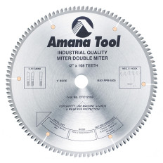 CTC12108 Carbide Tipped Miter California TC Grind 12 Inch Dia x 108T C-TCG, -5 Deg, 1 Inch Bore